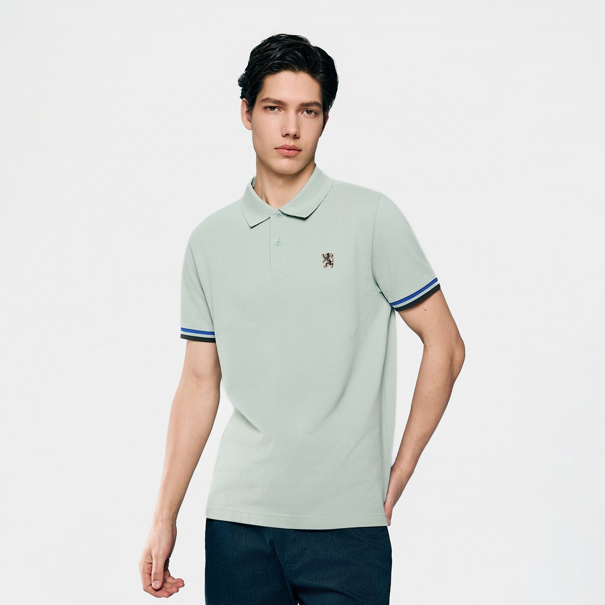 Men's Slim Fit Embroidered Solid Polo