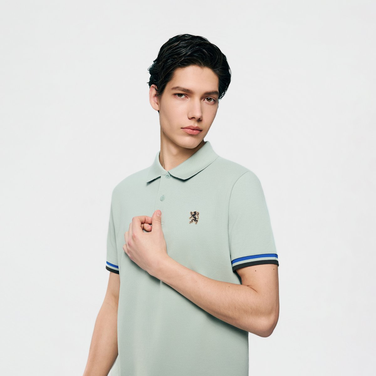 Men's Slim Fit Embroidered Solid Polo