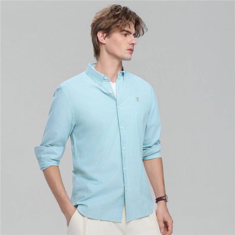 Men's Cotton Slim Oxford Shirt With Embroidery