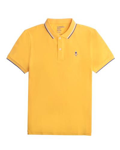 Men Slim Fit Cotton Lycra Pique Flat Knit Collar Embroidered Solid Polo