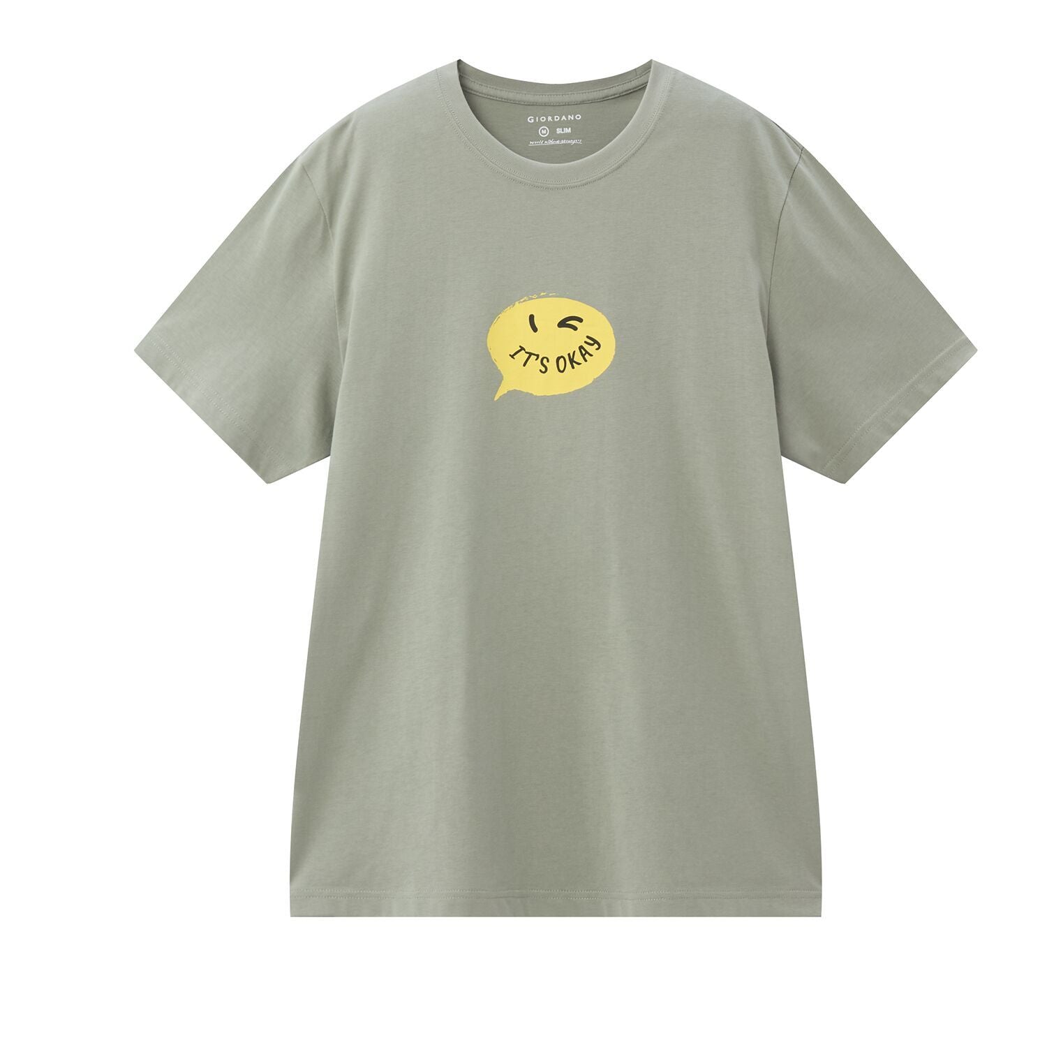 تي شيرت رجالي من القطن بقصة ضيقة ومطبوع عليه رسالة