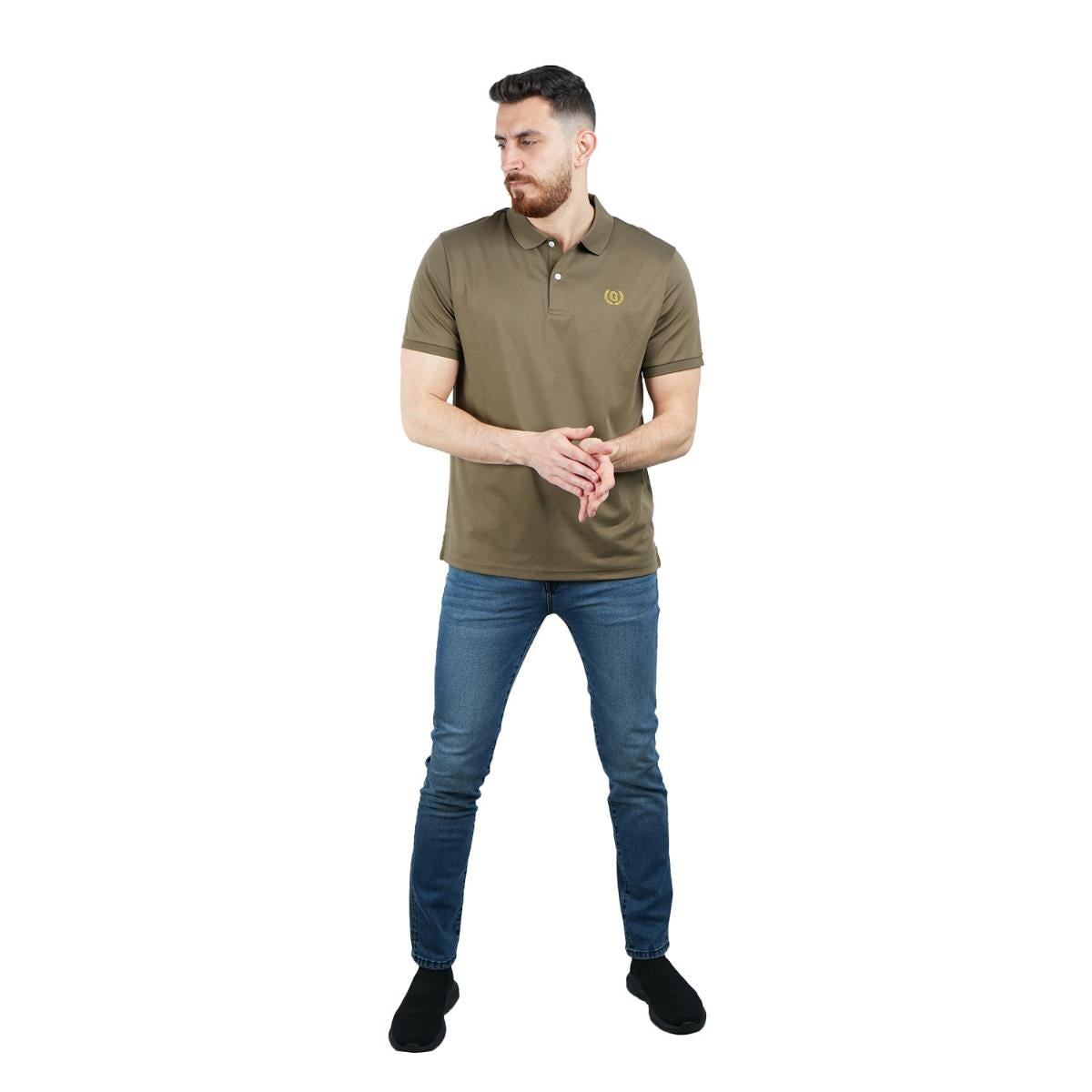 Cotton Interlock Flat Knit Color Short Sleeve Slim Embroidered Solid Polo (Liquid Touch)