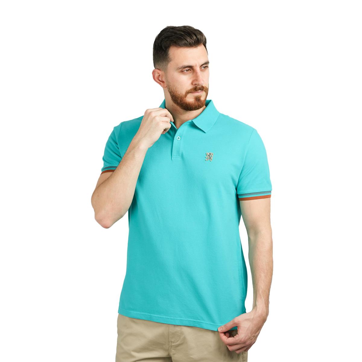 Men's Performance Slim Fit Lion Embroidery Solid Polo