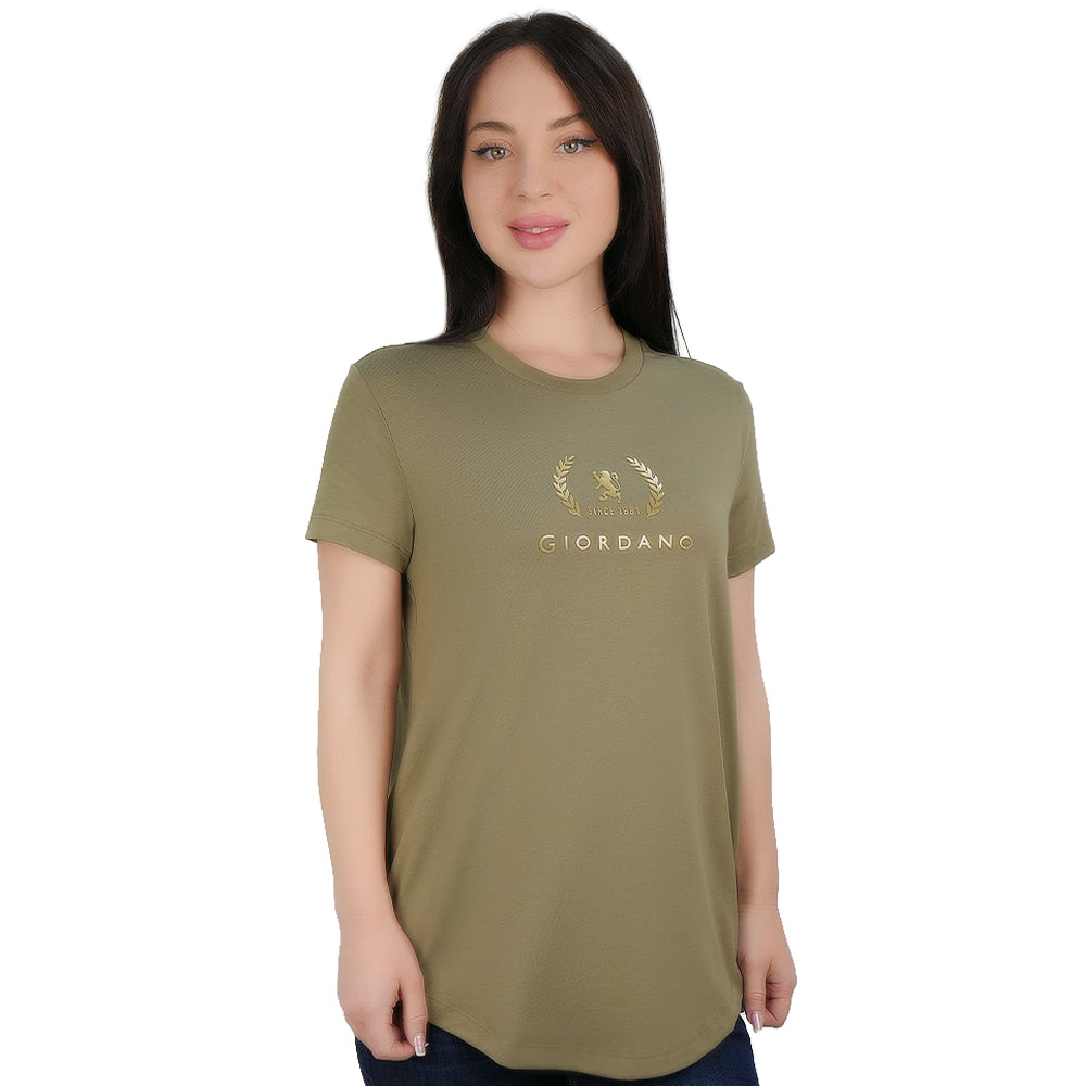 Women's Regular Fit Cotton Crew Neck Printed Tee