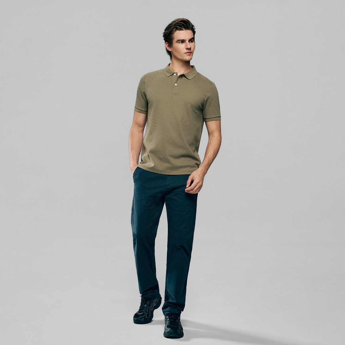Men's Slim Waffle Knit Premium Polo