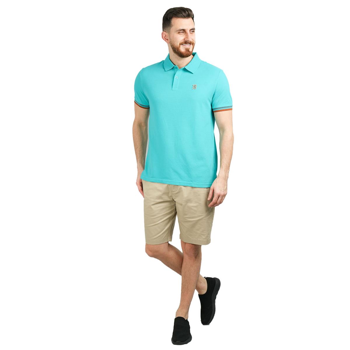 Men's Performance Slim Fit Lion Embroidery Solid Polo