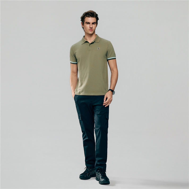 Men's Cotton Slim Performance Polo With Small Lion Embroidery