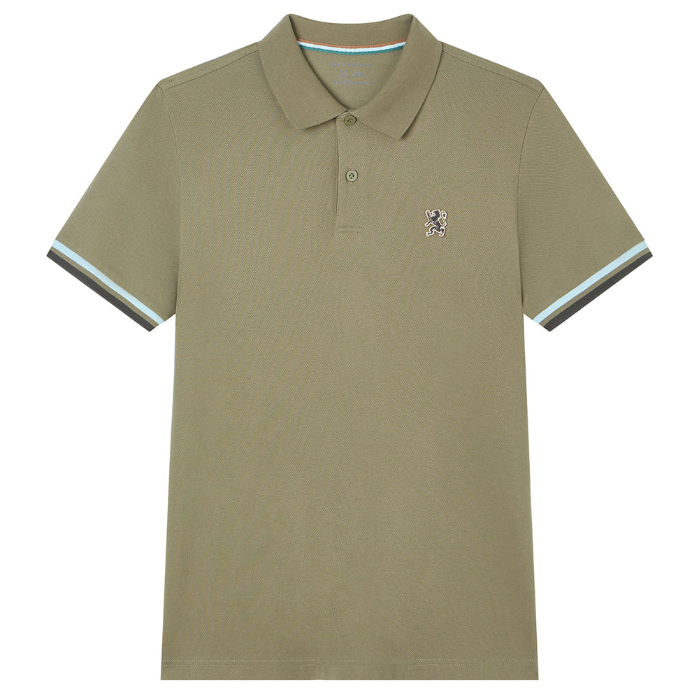 Men's Cotton Slim Performance Polo With Small Lion Embroidery