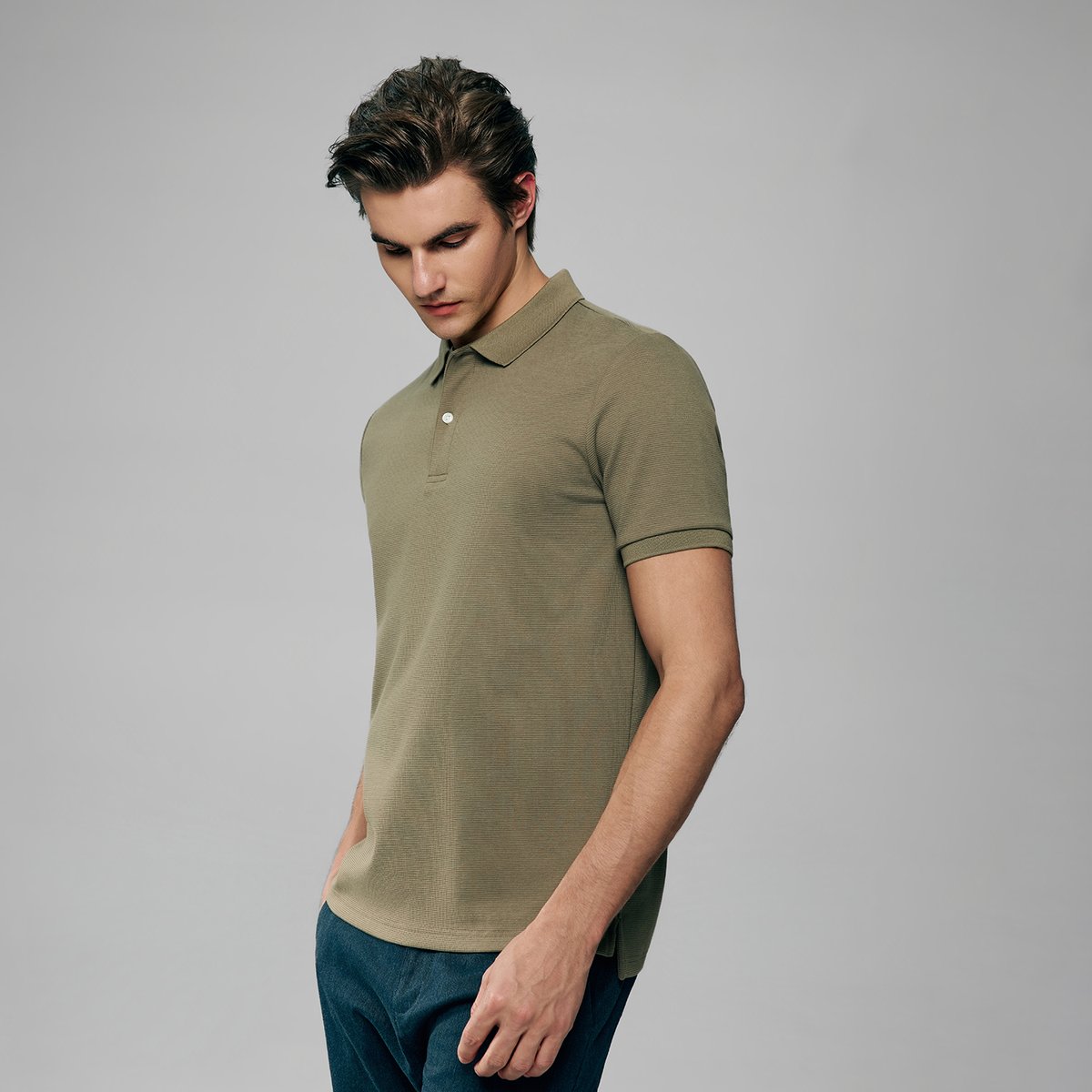 Men's Slim Waffle Knit Premium Polo