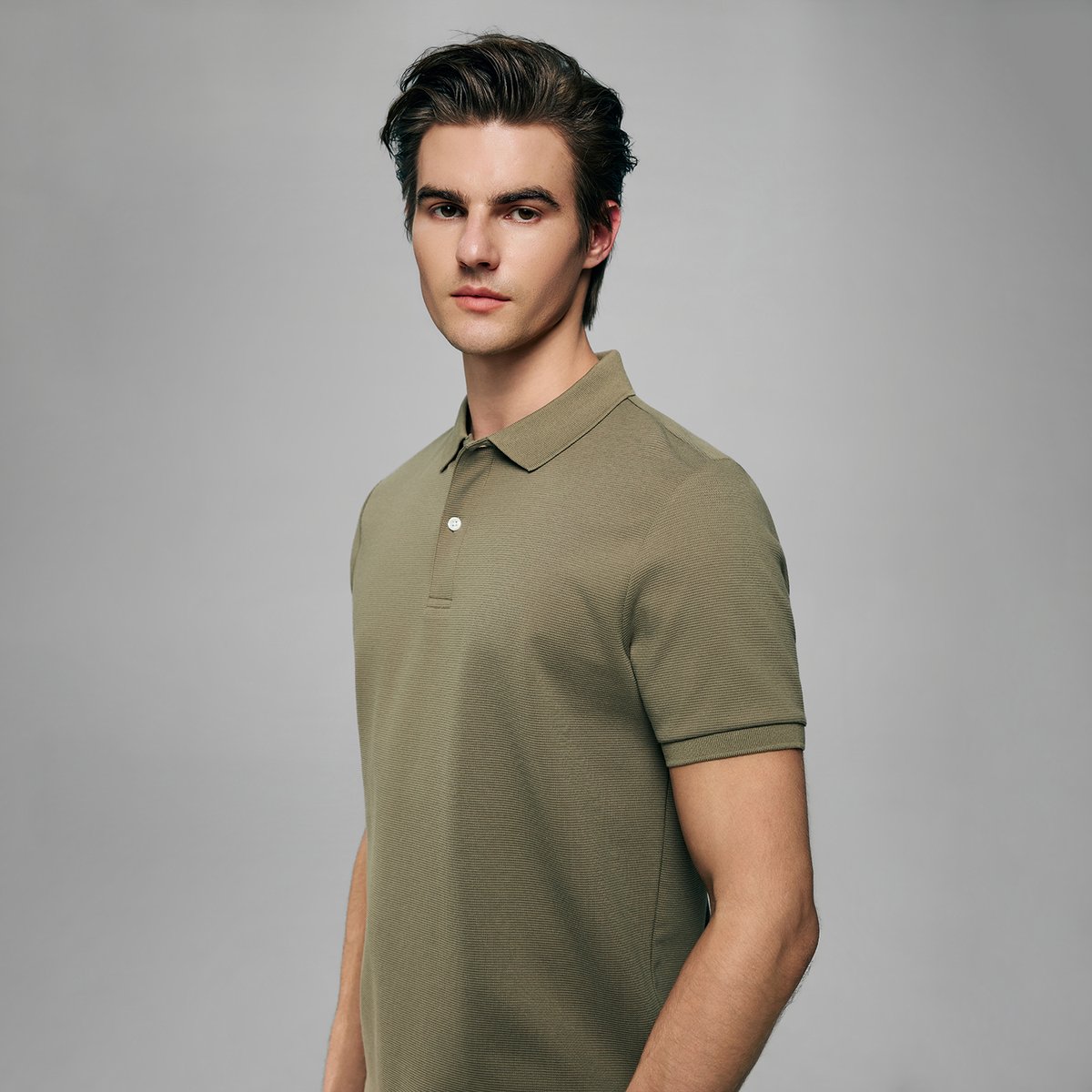 Men's Slim Waffle Knit Premium Polo