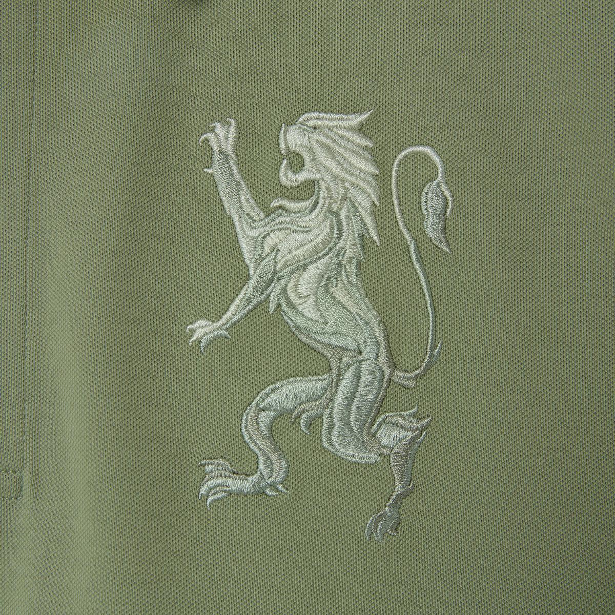 Men's 3D Lion Polo: Slim Fit, Bold Embroidery, Premium Pique