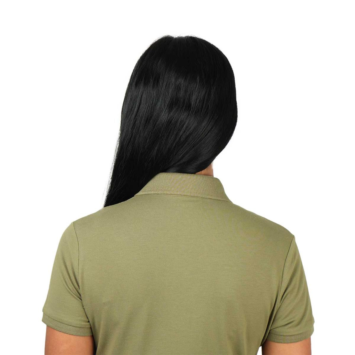 قميص بولو نسائي من القطن بيكيه مطرز بجرأة - قصة ضيقة، وأكمام قصيرة