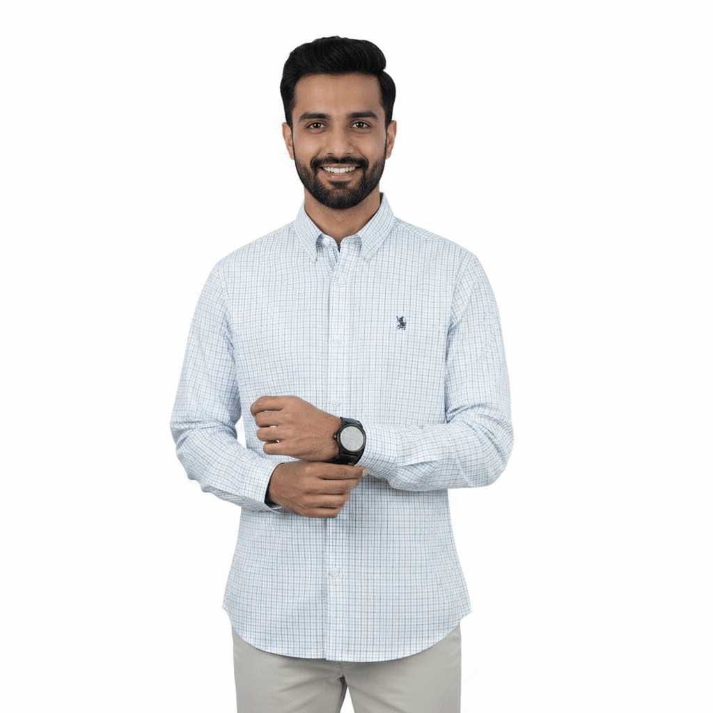 Men's Cotton Slim Oxford Shirt With Embroidery