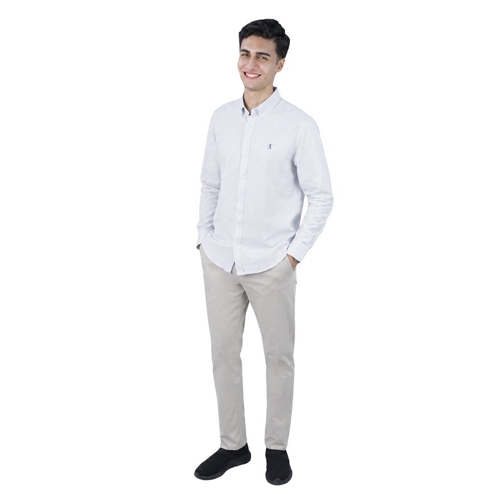 Men's Cotton Slim Oxford Shirt With Embroidery