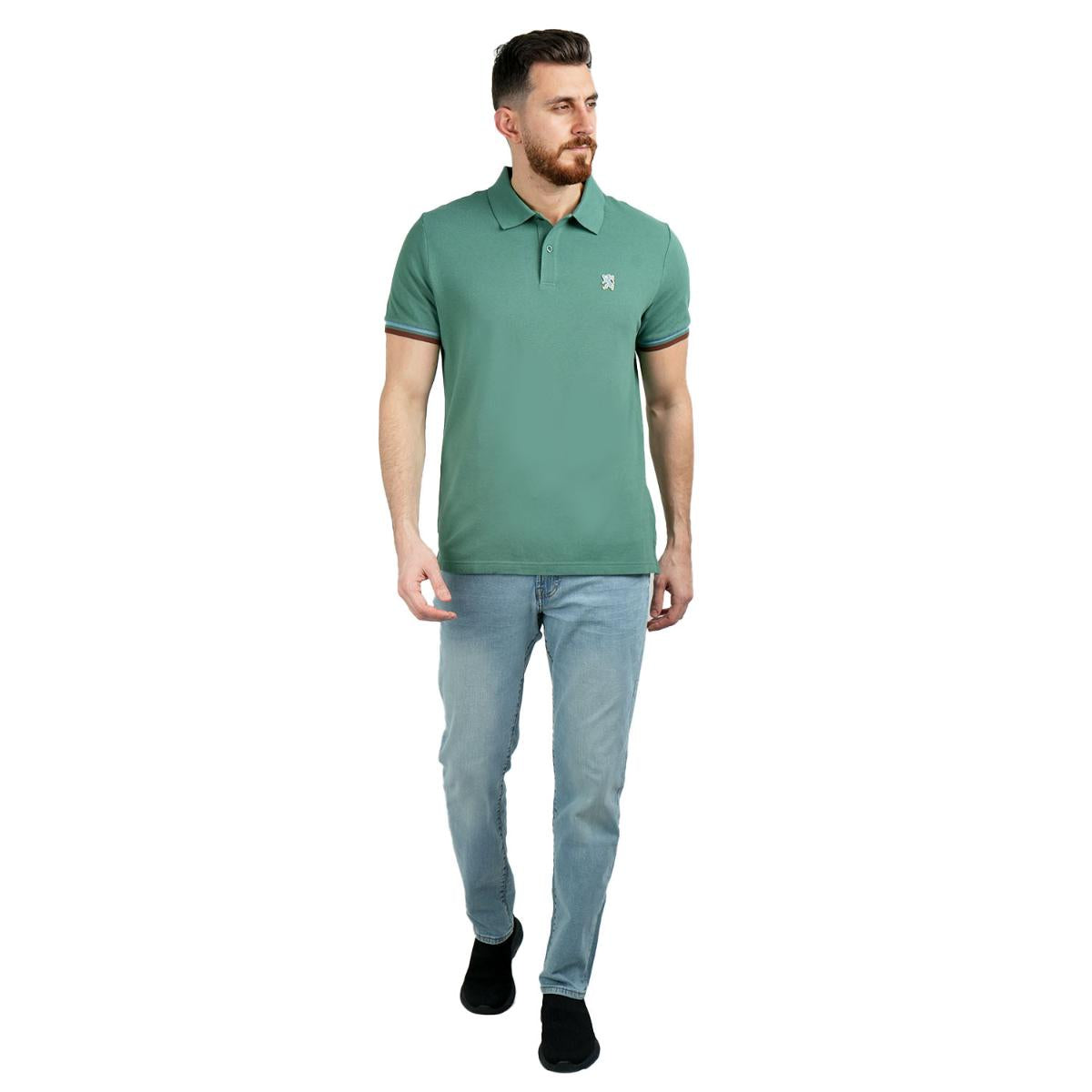 Men's Performance Slim Fit Lion Embroidery Solid Polo