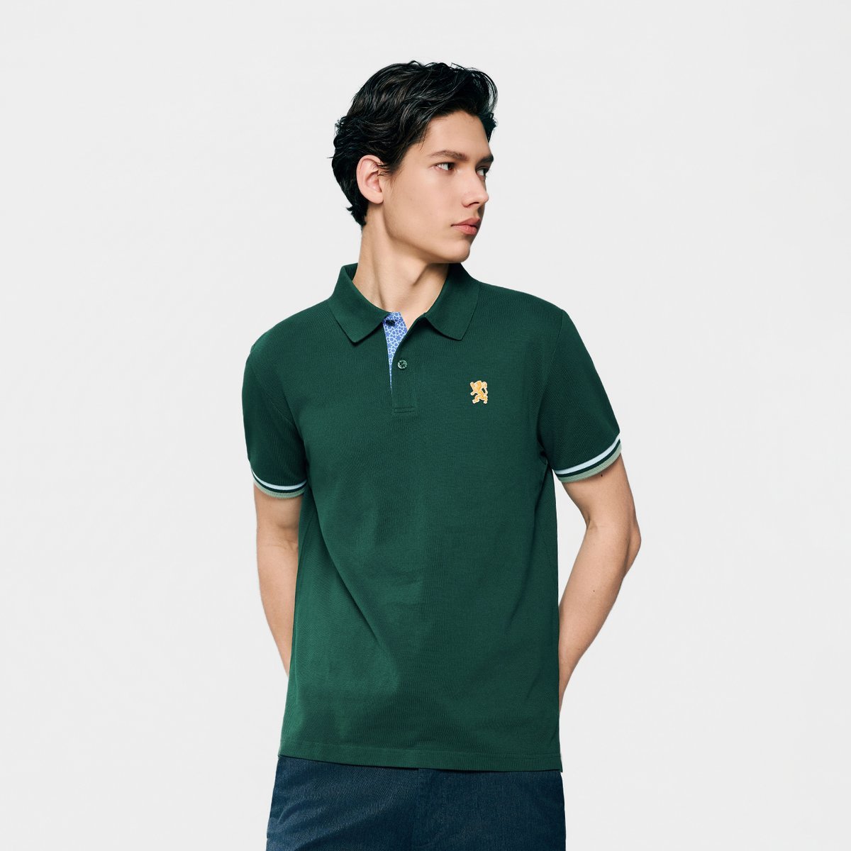 Men's Slim Fit Embroidered Solid Polo