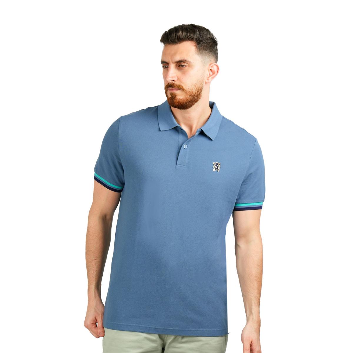 Men's Performance Slim Fit Lion Embroidery Solid Polo