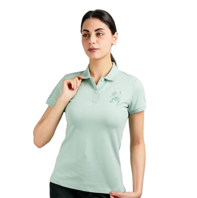 Women's Cotton Lycra 3D Lion Embroidery Polo