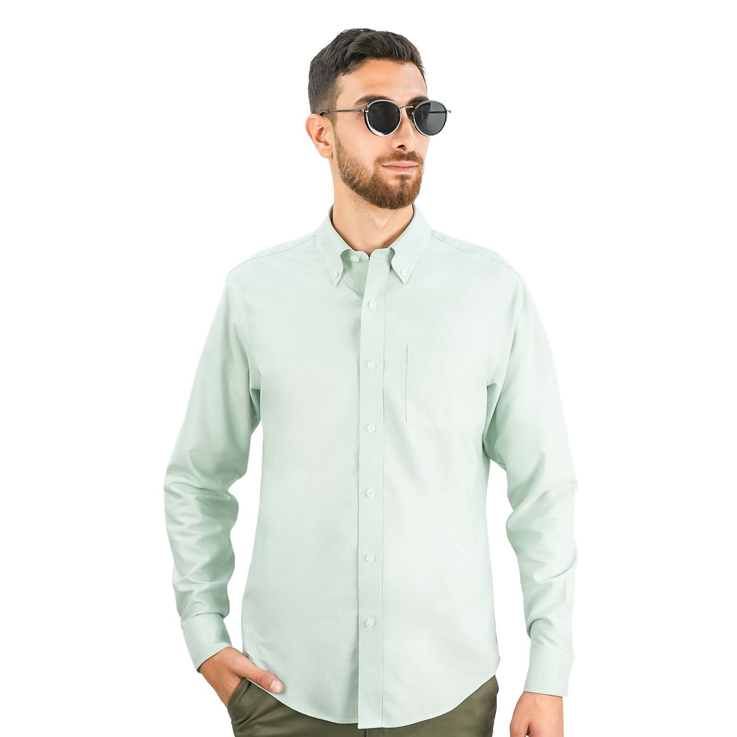 Men's Wrinkle-Free Cotton Oxford Long Sleeve Shirt
