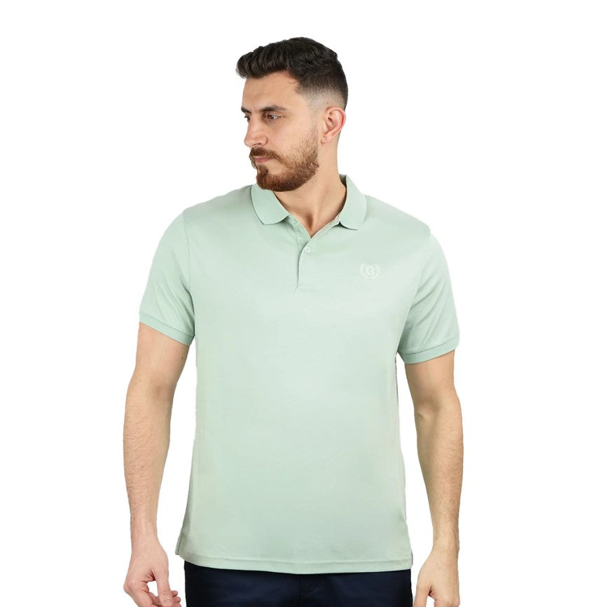 Cotton Interlock Flat Knit Color Short Sleeve Slim Embroidered Solid Polo (Liquid Touch)
