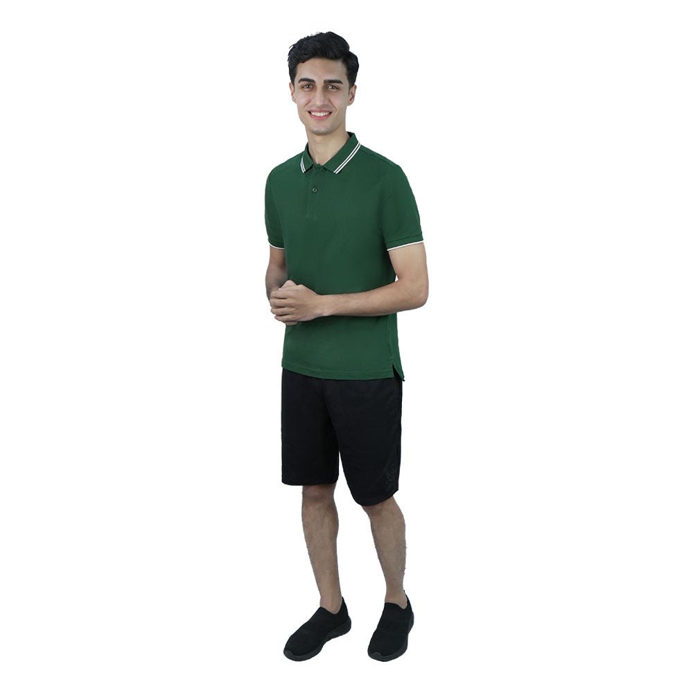 Men's Slim Pique Cotton Lycra Solid Polo with Flat Knit Collar