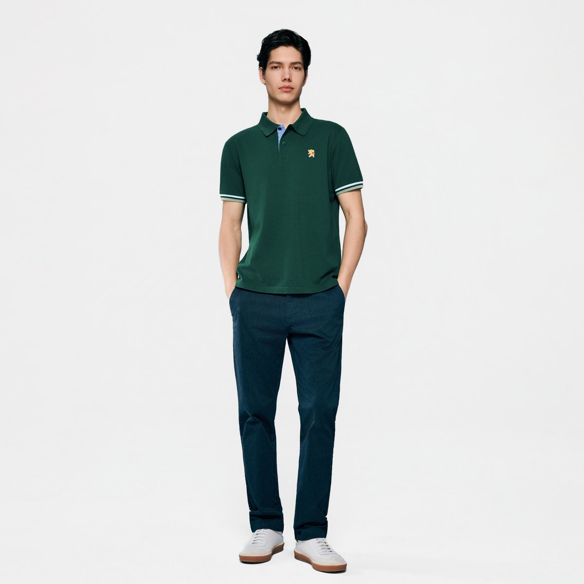 Men's Slim Fit Embroidered Solid Polo