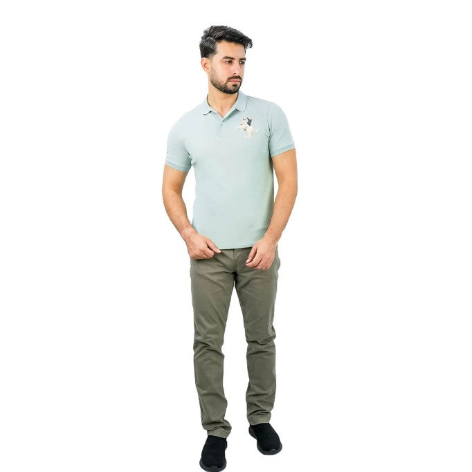 Men's Slim Fit Cotton Short Sleeve Napoleon Polo