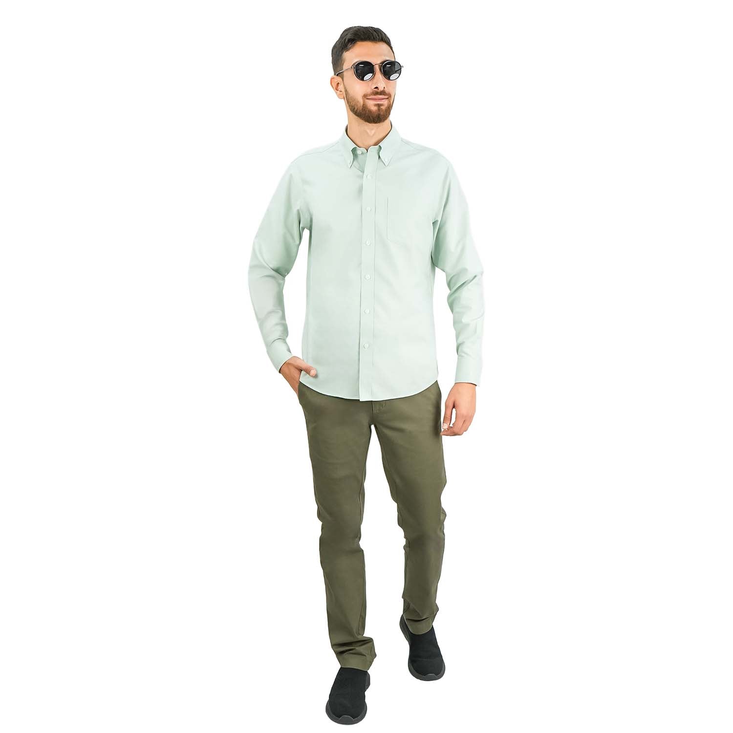 Men's Wrinkle-Free Cotton Oxford Long Sleeve Shirt