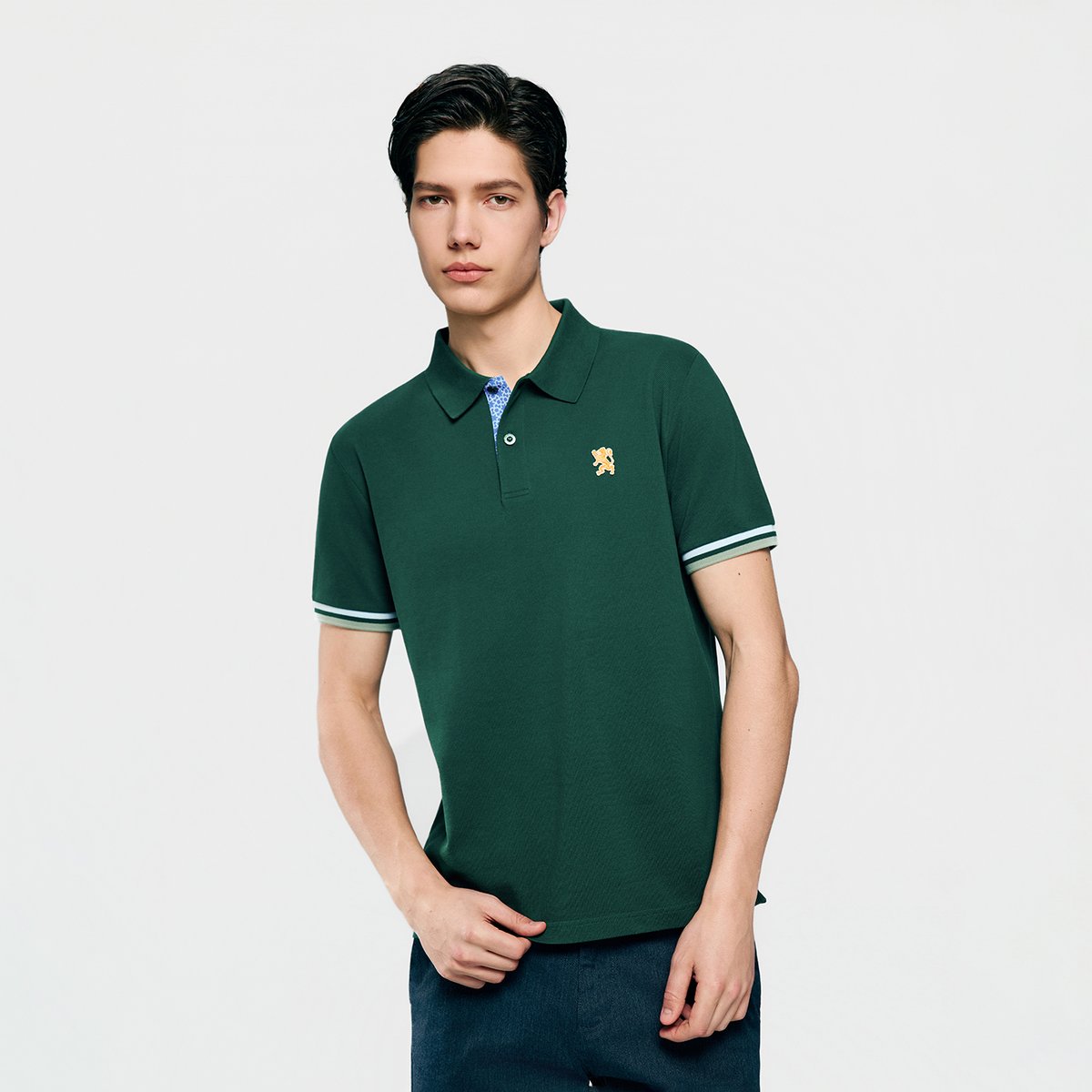 Men's Slim Fit Embroidered Solid Polo
