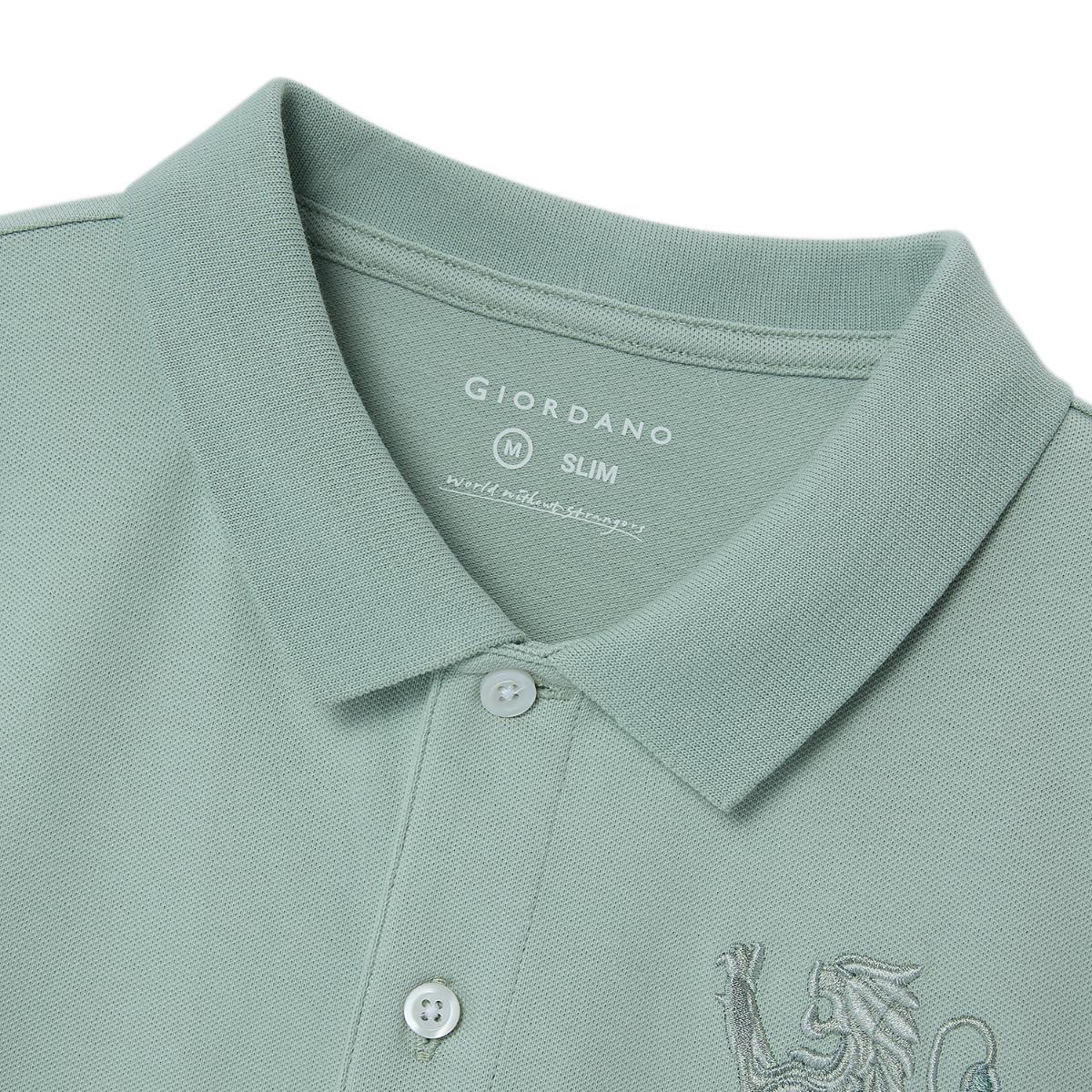 Men's 3D Lion Polo: Slim Fit, Bold Embroidery, Premium Pique