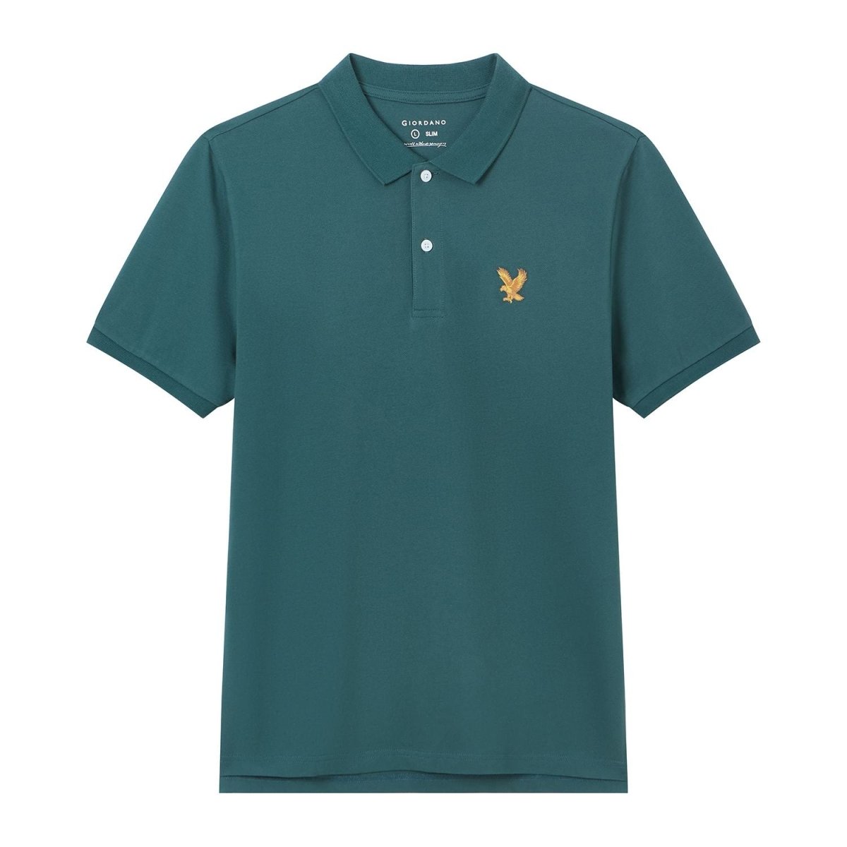 Men's Knit Collar Short Sleeve Slim Fit Embroidered Polo