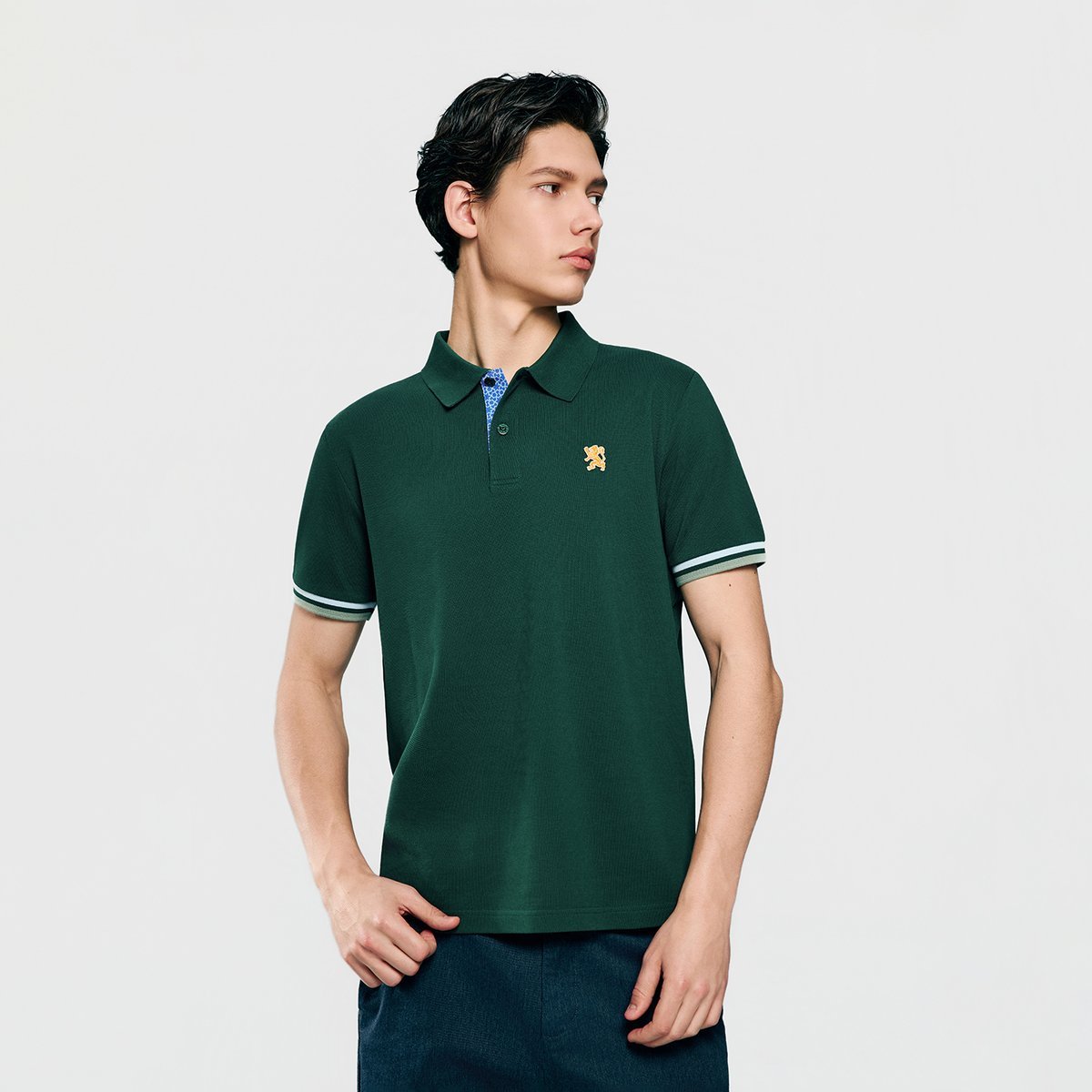 Men's Slim Fit Embroidered Solid Polo