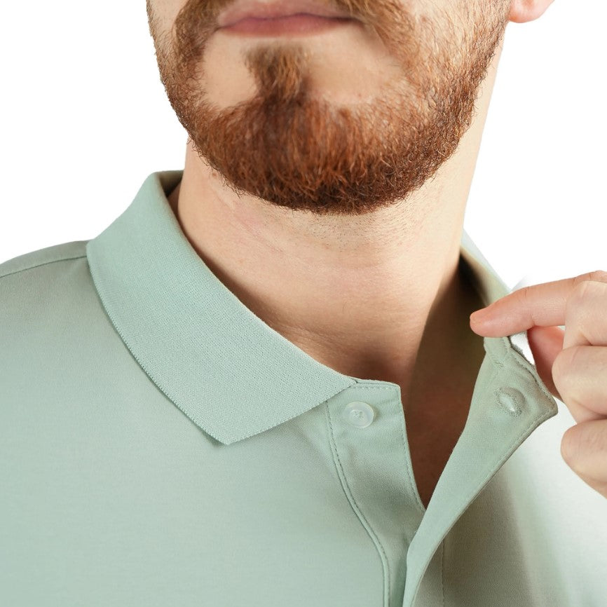 Cotton Interlock Flat Knit Color Short Sleeve Slim Embroidered Solid Polo (Liquid Touch)