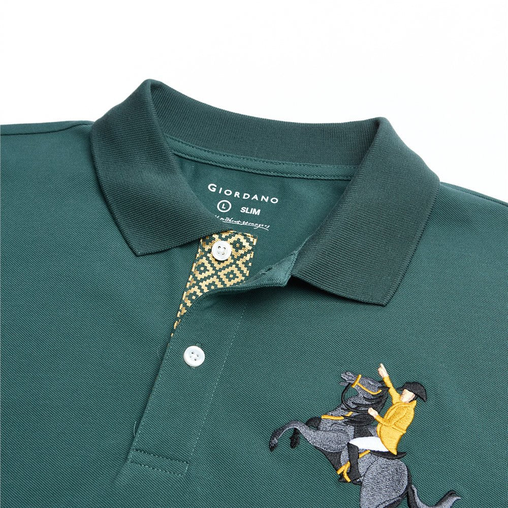 Men’s Cotton Slim Pique Polo with Napoleon Embroidery