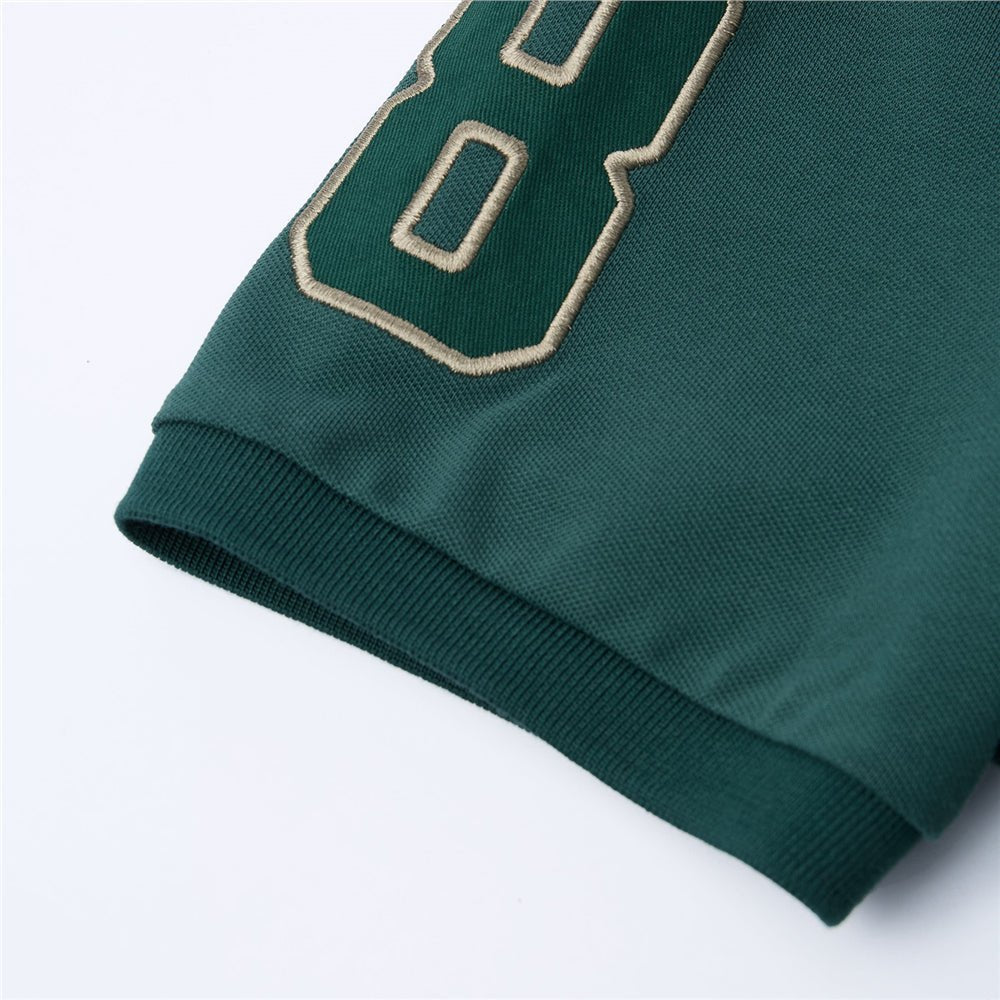 Men’s Slim Fit 3D Lion Embroidery Lycra Pique Polo