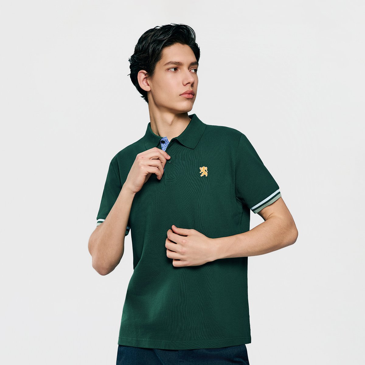 Men's Slim Fit Embroidered Solid Polo