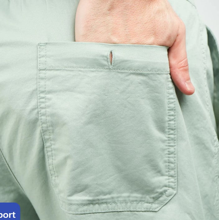 Cotton Twill Mid Rise Slim Triple Elastic Waist Bermuda