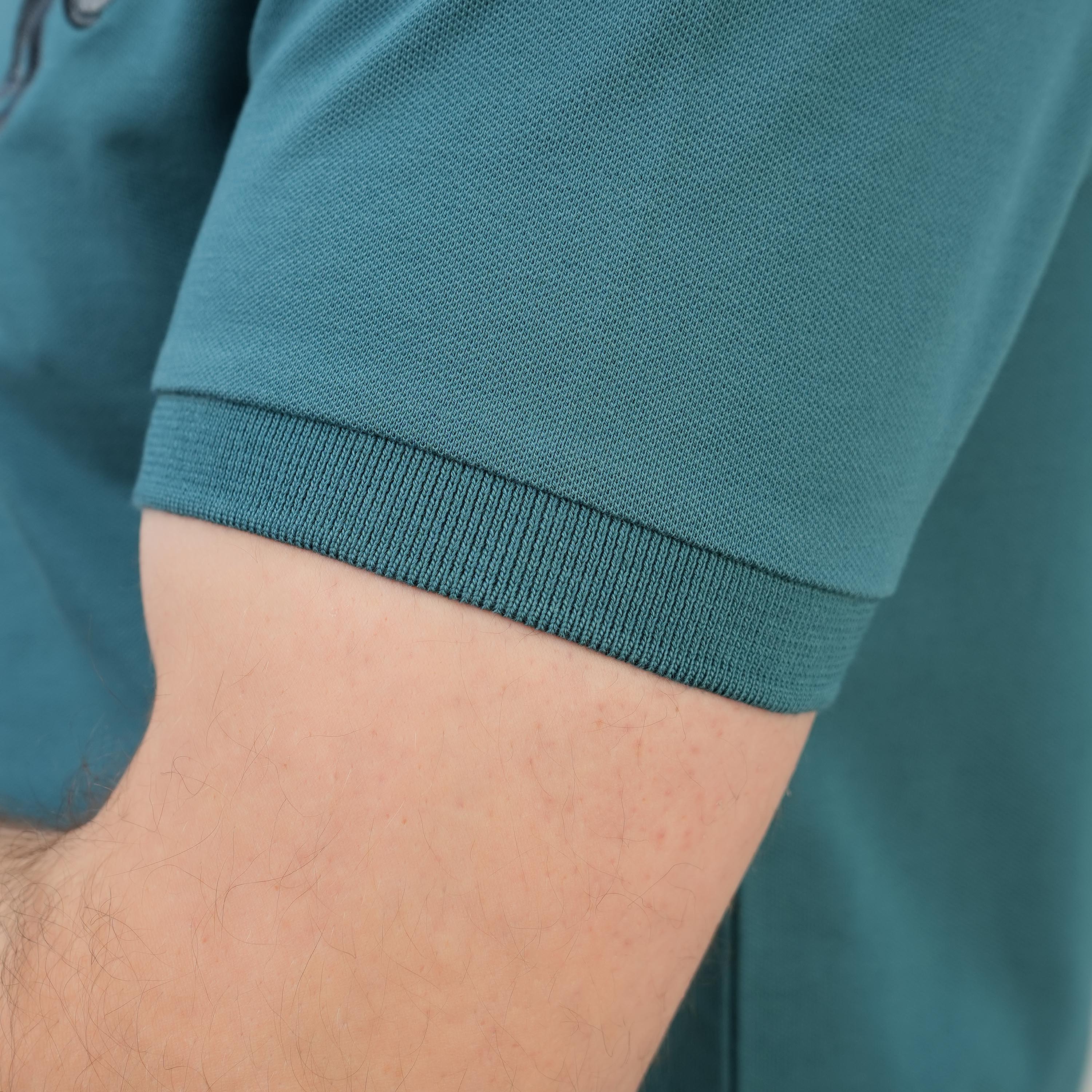 قميص بولو نابليون رجالي من القطن بأكمام قصيرة وقصة ضيقة