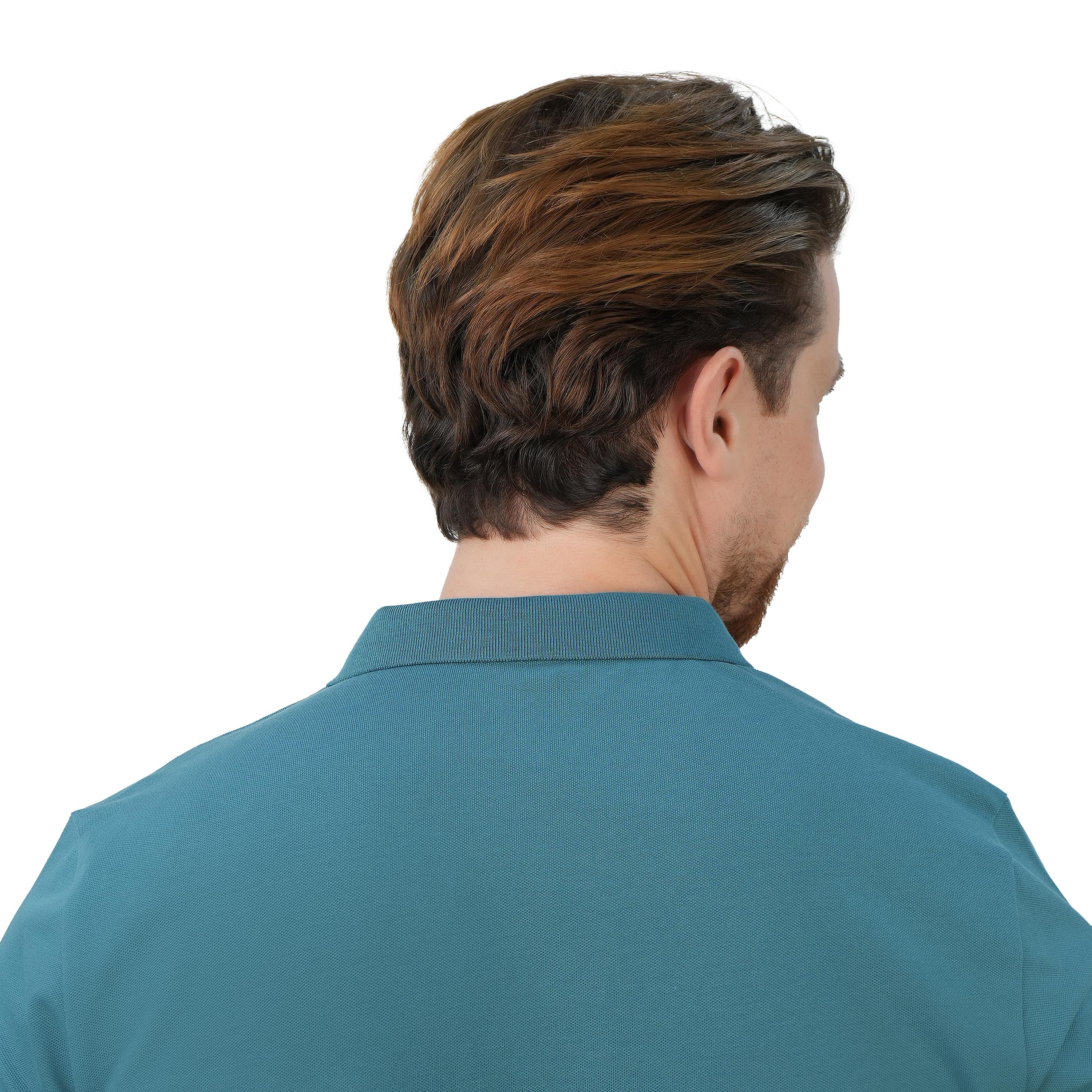 قميص بولو نابليون رجالي من القطن بأكمام قصيرة وقصة ضيقة