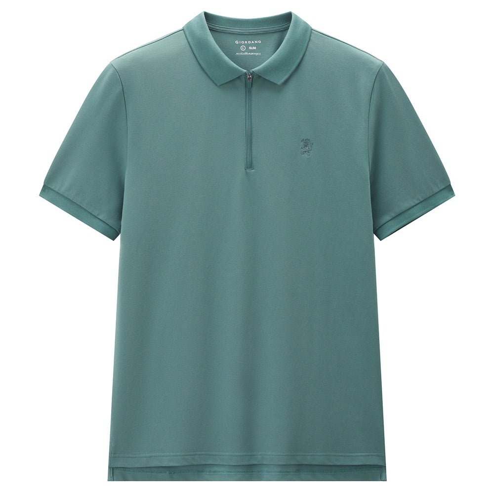 Men's Slim Fit Small Lion Zipper Polo