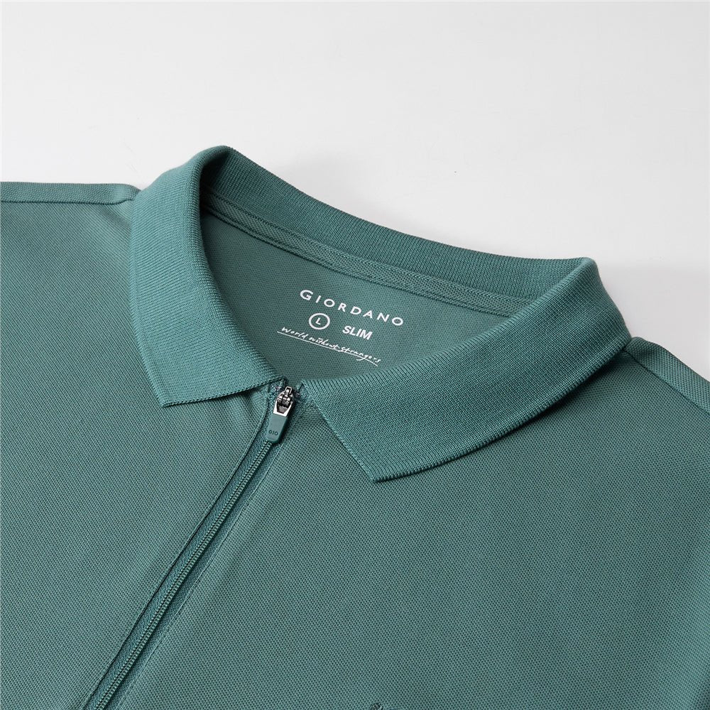 Men's Slim Fit Small Lion Zipper Polo