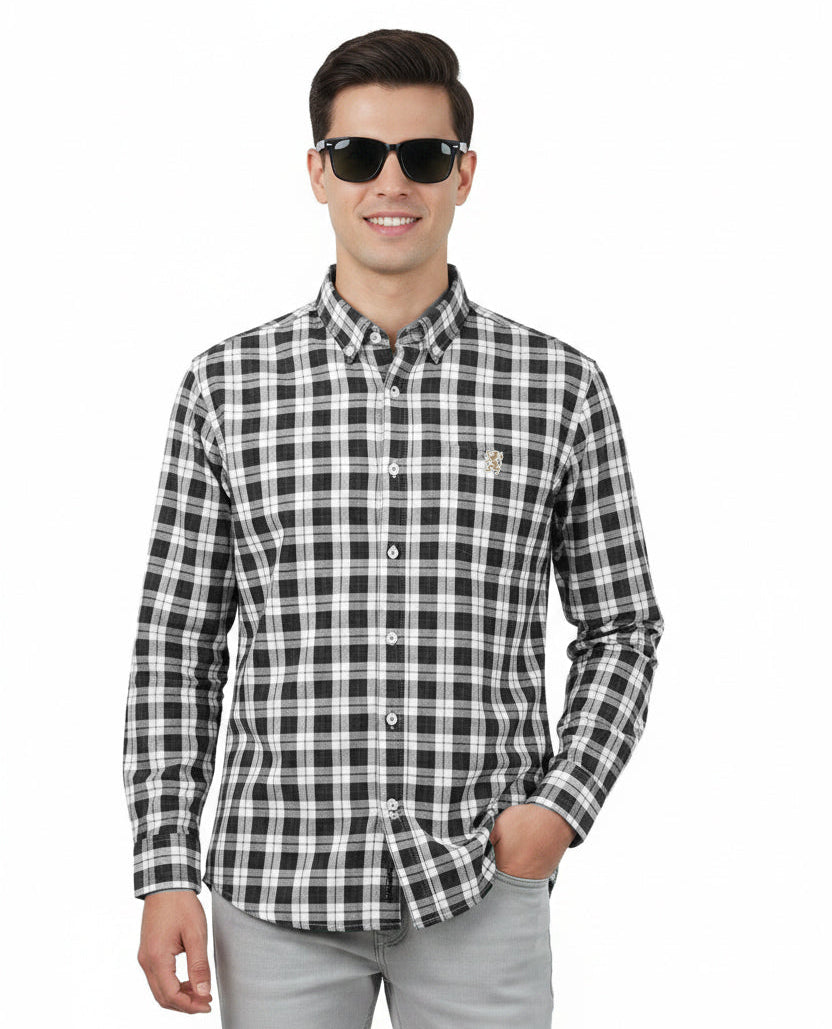 Men's Cotton Slim Oxford Shirt With Embroidery