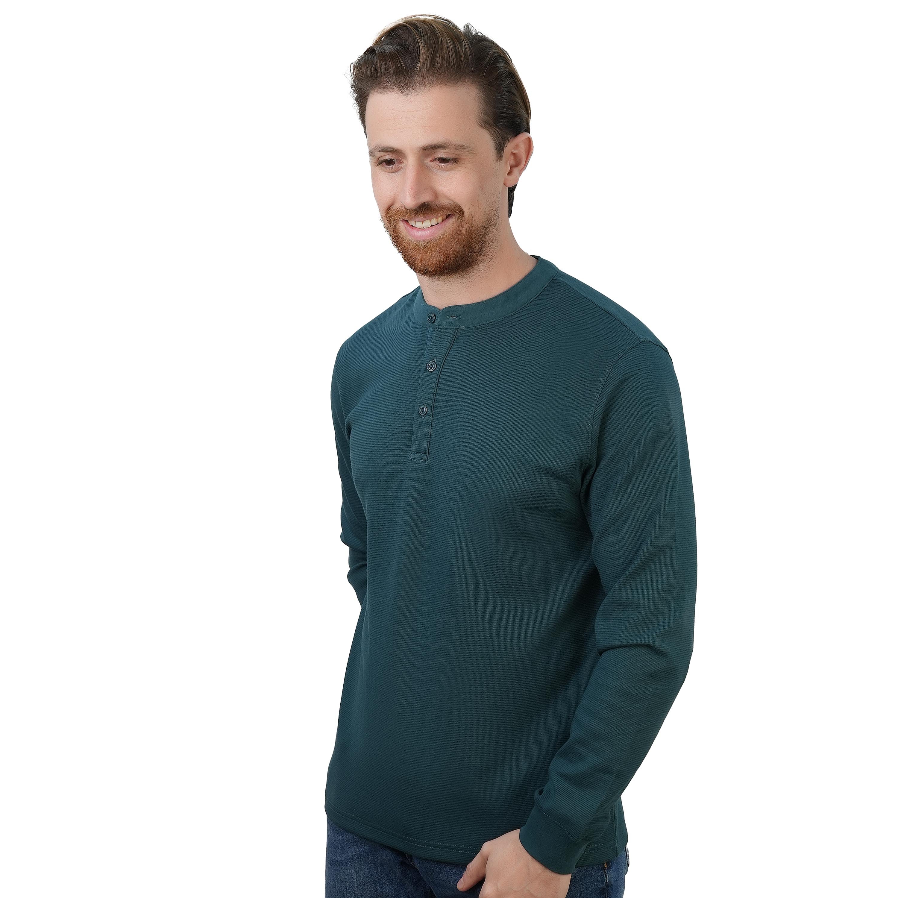 Men's Long Sleeve Stretch Waffle Henley Tee