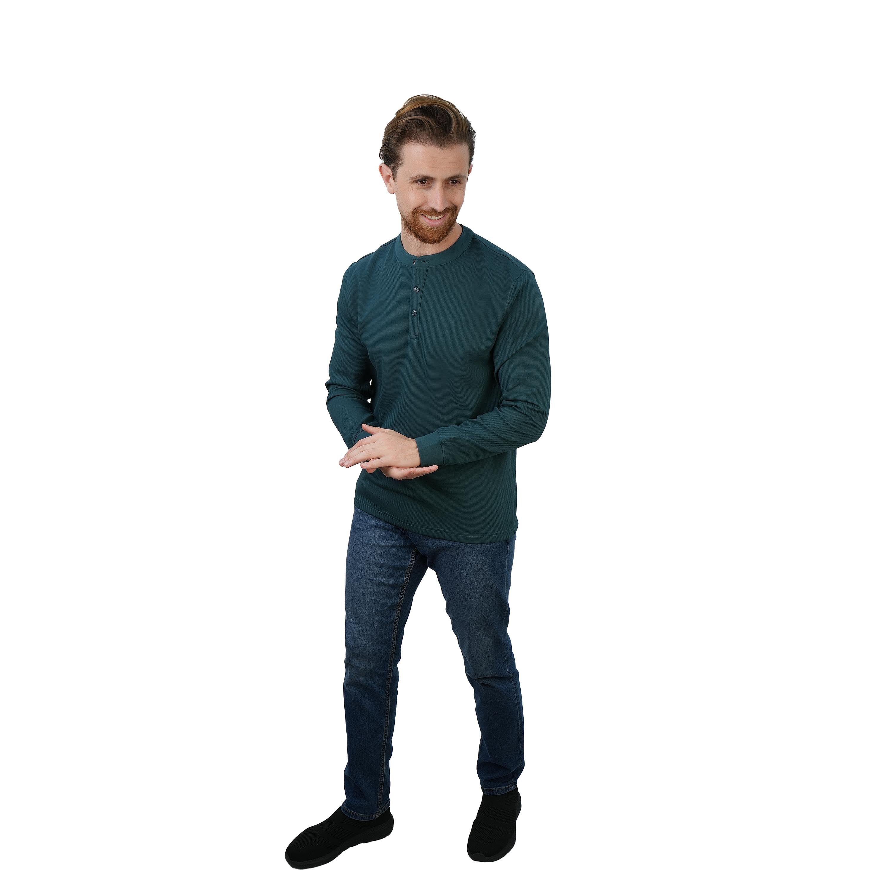 Men's Long Sleeve Stretch Waffle Henley Tee