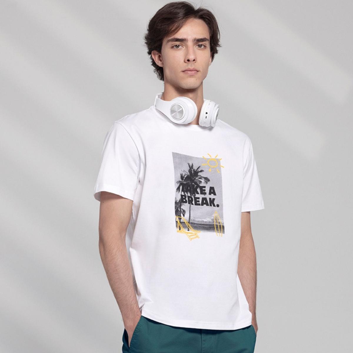 تي شيرت رجالي من القطن الجيرسي المطبوع