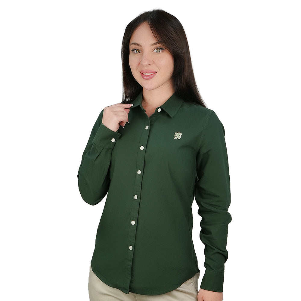 Women’S Slim Fit Cotton Oxford Shirt – Acute Collar With Embroidery