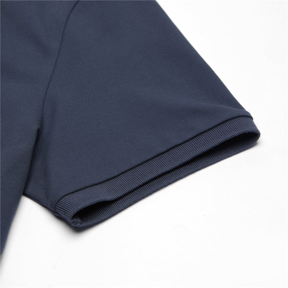 Men Slim Fit Cotton Lycra Pique Flat Knit Collar Embroidered Solid Polo