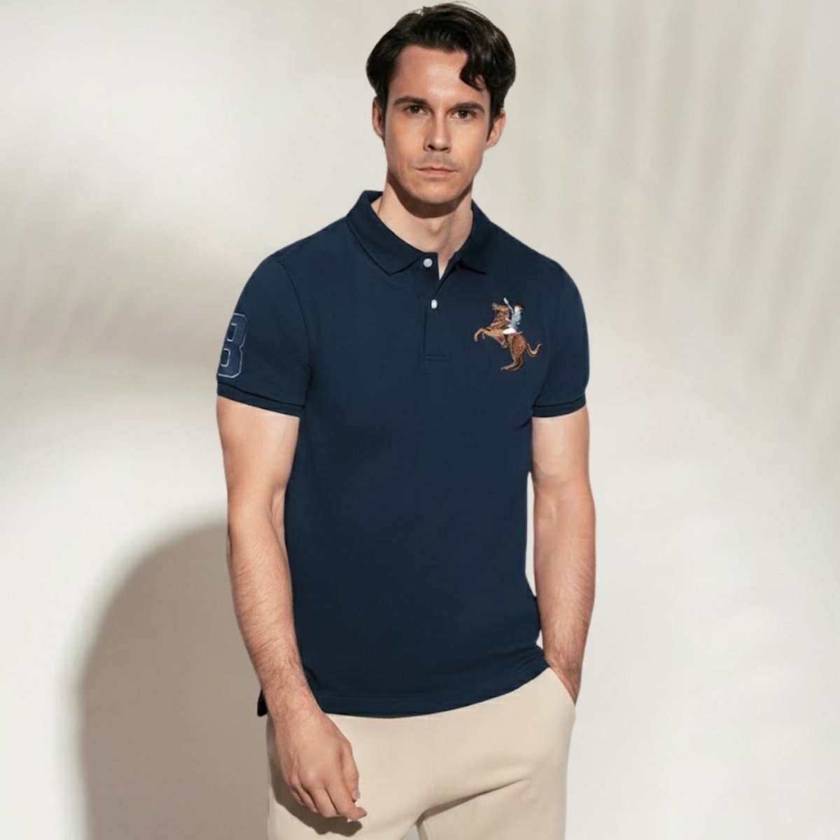 Men’s Slim Fit Napoleon Embroidery Lycra Pique Polo