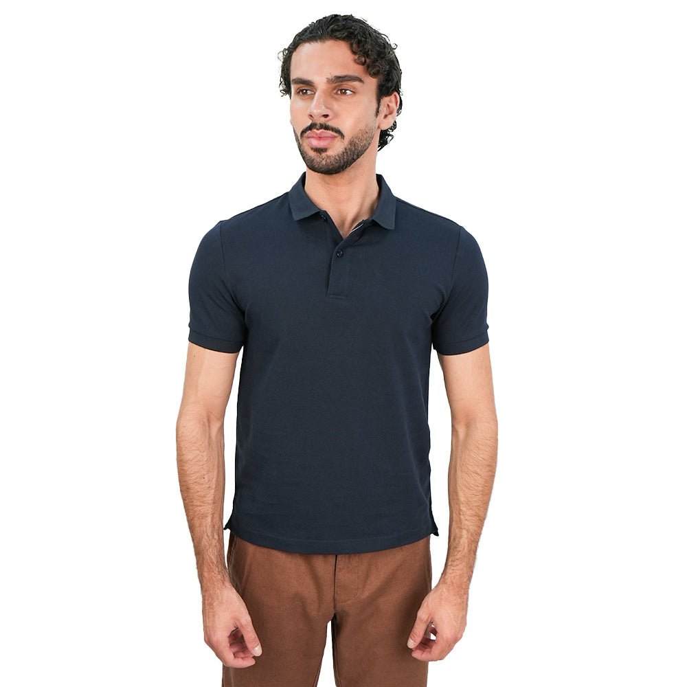 Men’s Slim Solid Pique Cotton Lycra Polo with Flat Knit Collar & Soft Finish