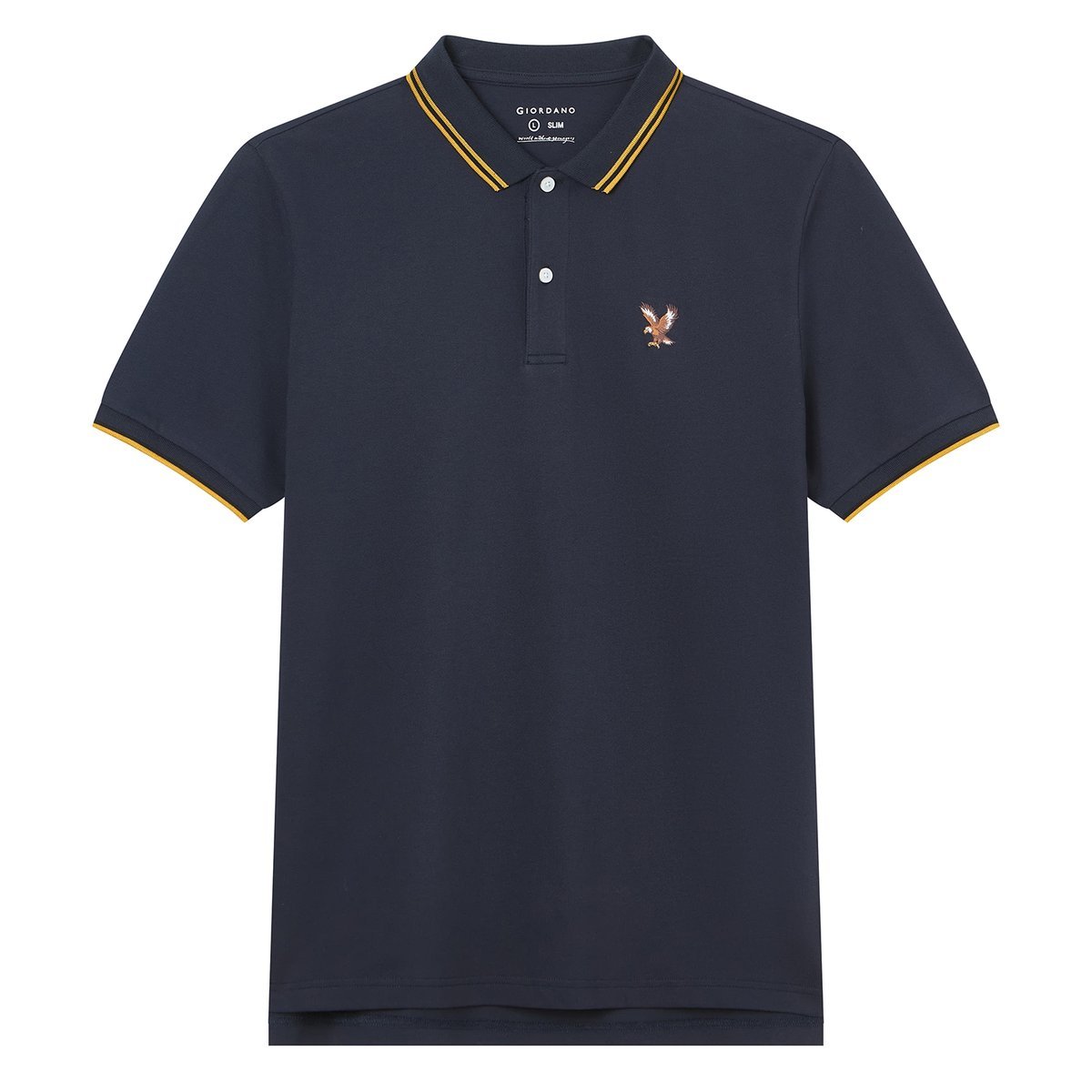 Men's Knit Collar Short Sleeve Slim Fit Embroidered Polo
